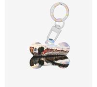 Dublin Ireland Ha Penny Bridge River Printing 1 Pc Dog Bone Shape Id Tags Double Sided with Key Ring Craft for Pets