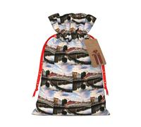 Dublin Ireland Ha Penny Bridge River Printing Fashion Drawstring Bag With Kraft Tag For Christmas Halloween Party Gift Packaging