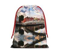 Dublin Ireland Ha Penny Bridge River Ultra Soft Velvet Gift Bag, Comfortable To The Touch, Reusable