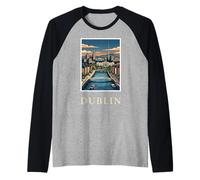 Dublin Ireland River Liffey Vintage Travel Celtic Artwork Raglan Baseball Tee