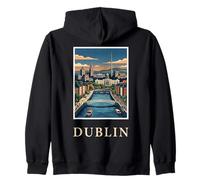 Dublin Ireland River Liffey Vintage Travel Celtic Artwork Zip Hoodie