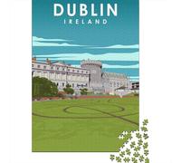 Dublin Ireland Travel Art 1000 Piece Jigsaw Puzzle, Asian Architecture Inspired View, Thick Cardboard Pieces, Birthday Gift for Puzzle Lovers, Gift Idea, 38x26cm/1000pcs