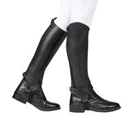 Dublin Opulent Leather Half Chaps M Black YKK Zip Snap Closure Stretch Panels