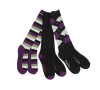 Dublin Riding Socks 3 Pack - Black, Grey and Purple