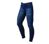 Dublin Shona Full Grip Silicone Print Denim Ladies Breeches - Light Blue - Size 18/36"