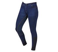 Dublin Shona Full Suede Seat Denim Ladies Breeches - Blue Denim/Navy - Size 14/32"
