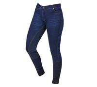 Dublin Shona Full Suede Seat Denim Ladies Breeches - Blue Denim/Navy - Size 20/38"
