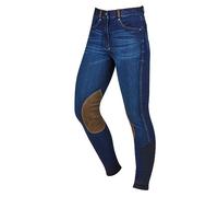 Dublin Shona Knee Patch Denim Breeches, Blue Denim/Navy, Ladies 10/28"
