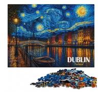 Dublin Starry Night Street Art Leisure Wood Puzzle, Adults, 1000 Pieces | Colour and shape sorting: a clear section-by-section approach over several sessions.