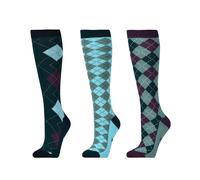 Dublin Women's Argyle High Riding Socks (Pack of 3) in Dark Green Dublin Dark Green One Size