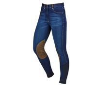 Dublin Women's Shona Suede Knee Patch Denim Breeches in Bright Blue | Size: 26 Dublin Bright Blue 26