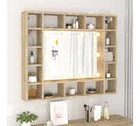 dublin wooden dressing mirrored cabinet in sonoma oak with led