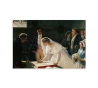 DuBom Edmund Leighton Painter Work（Signing The Register） poster Canvas Wall Art Picture Prints Hanging Photo Gift Idea Decor Homes Artworks 08x12inch(20x30cm)