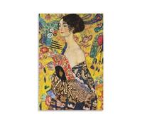 DuBom Gustav Klimt Painter Work（Lady With Fan） poster Picture Print Wall Art Painting Canvas Artworks Gift Idea Room Aesthetic 08x12inch(20x30cm)