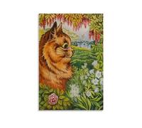 DuBom Louis Wain Painter Work（Cat in The Garden） poster Painting On Canvas Wall Art Scroll Picture Print Living Room Walls Decor Homes 08x12inch(20x30cm)