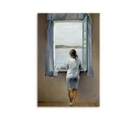 DuBom Salvador Dali Painter Work（Retro Young Woman at A Window） poster Home Decor Wall Art Hanging Picture Print Bedroom Decorative Paintings Room Aesthetic 16x24inch(40x60cm)