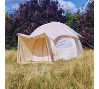 DubPod AirTrek 5m Inflatable Dome Tent - 200gsm Cotton Canvas Glamping Tent with Awning, 8 Air Beams, 3m High, Family Camping Tent, Fast 20-Minute Setup
