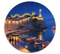 Dubrovnik City Walls 1000 Pieces Jigsaw Puzzle for Adults And Kids Building Round Jigsaw Puzzles Difficult Challenge for Adults Family Game Stress Reliever Expert Skill Level 1000pcs (67.5x67.5cm)