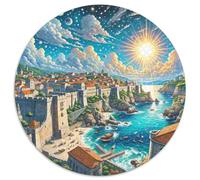 Dubrovnik City Walls 1000 Pieces Jigsaw Puzzle for Adults And Kids Building Round Jigsaw Puzzles Fun Challenging Family Game Stress Reliever Expert Skill Level 1000pcs (67.5x67.5cm)