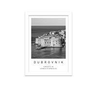 Dubrovnik Travel Print Dubrovnik Wall art Black and white Poster A5 Print in White frame 21 X 24.5cm (7x9.6inch)