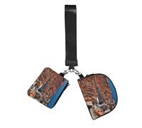 dubrovnik's Old City Wristlet Keychain Wallet Pouch with Strap Double Zipper Small Coin Purse Portable Wrist Bag for Travel Gym Daily Use