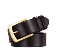 DUBTEDHOU Adjustable Men Genuine Leather Belt, Men's Leather Belt Leather Top Layer Leather Pin Buckle Belt Versatile Casual Wide Leather Belt Anti-Scratched Buckle Soft Flexible(Black,Length 125cm)