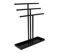 DUBTEDHOU Jewelry Display Racks,Jewellery Organiser Stand, Jewelry Organizer Stand 3 Tier Tabletop Bracelet Rings Watches Necklace Display with Tray Earring Necklace Bracelet Storage Rack(Black)