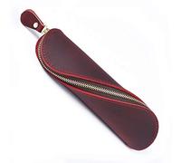 DUBTEDHOU Leather Pen Case Holder, Leather Stationery Pouch Multicolor 200x60mm for Students Artists Office(Wine Red)