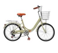 DUBTEDHOU Urban Commuter Bicycle, Folding Bicycle 6-Speed Adults City Cruiser Brakes Cargo Rack Multicolor 22 Inches(Green)