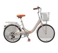 DUBTEDHOU Urban Commuter Bicycle, Folding Bicycle 6-Speed Adults City Cruiser Brakes Cargo Rack Multicolor 22 Inches(Grey)