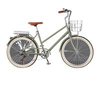DUBTEDHOU Urban Commuter Bicycle, Hybrid Cruiser Bicycle 6-Speed Front Basket Rear Rack Multicolor 22-26 inch(Green,22inch)