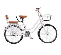 DUBTEDHOU Urban Commuter Bicycle, Women's Steel Commuter Bike Step Through Pneumatic Tires Rack Basket Multicolor 20 22 24 in(White,20inch)