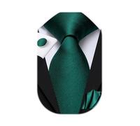 Dubulle Dark Green Ties for Men Mens Silk Neckties and Pocket Square Cufflinks Suit Formal Business Wedding