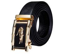 Dubulle Designer Mens Belts, Sliding Automatic Buckle Ratchet Dress Belt TOP Genuine Leather Strap Gifts, A-gold Crocodile Belt, Waist Size 24-38", Belt 43"