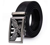 Dubulle Designer Mens Belts, Sliding Automatic Buckle Ratchet Dress Belt TOP Genuine Leather Strap Gifts, B Silver Eagle, Waist Size 24-38", Belt 43"