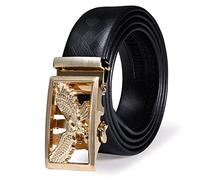 Dubulle Designer Mens Belts, Sliding Automatic Buckle Ratchet Dress Belt TOP Genuine Leather Strap Gifts, A Gold Eagle, Waist Size 24-38", Belt 43"