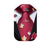 Dubulle Mens Christmas Tie Set Snowflake Santa Tree Neckties for Men Pocket Square Cufflinks Festival Party,Red