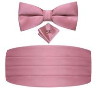 Dubulle Mens Cummerbund and Bow Tie Set Paisley Floral Pretied Bowties for Men Pocket Square Cufflinks Wedding Business, Grey and Pink, M