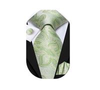 Dubulle Mens Paisley Striped Tie and Handkerchief Cufflinks Tie Set for Men Wedding Business Formal, Mint Green, One Size