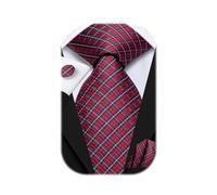 Dubulle Mens Paisley Striped Tie WOVEN Necktie for Men and Handkerchief Cufflinks Set Wedding Formal Business, Burgundy Dark Blue, Medium