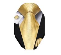 Dubulle Mens Paisley Striped Tie WOVEN Necktie for Men and Handkerchief Cufflinks Set Wedding Formal Business, Gold, Medium