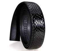 Dubulle Mens Ratchet Belt Strap 35mm Genuine Leather Slide Straps, Litchi Black, Fit Size 39" to 47"