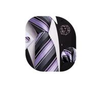 Dubulle Mens Tie and Lapel Pin Paisley Striped Floral Necktie for Men Pocket Square Cufflinks 4PCS Set Wedding Party, Purple Black Lavender