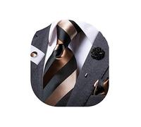 Dubulle Mens Tie and Lapel Pin Paisley Striped Floral Necktie for Men Pocket Square Cufflinks Wedding Party, Coffee Brown, Medium