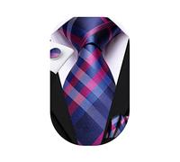 Dubulle Mens Tie Set Paisley Floral Checks Neckties for Men Silk Pocket Square Cufflinks Suit Wedding,Pink Blue