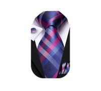 Dubulle Mens Tie Set Solid Paisley Necktie for Men Pocket Square Cufflinks Formal Silk, Pink Blues, Medium