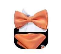 Dubulle Orange Pre-tied Bow Ties for Men Mens Silk Paisley Floral Bowtie and Pocket Square Cufflinks Set Wedding Business