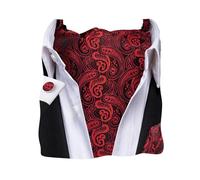Dubulle Paisley Floral Ascot for Men Self Tie Mens Cravat and Pocket Square Cufflinks Wedding, B Red, Medium