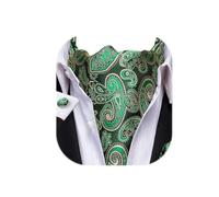 Dubulle Paisley Floral Ascot for Men Self Tie Mens Cravat and Pocket Square Cufflinks Wedding, Emerald Green Gold, Medium