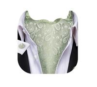 Dubulle Paisley Floral Ascot for Men Self Tie Mens Cravat and Pocket Square Cufflinks Wedding, Light Mint Green, Medium